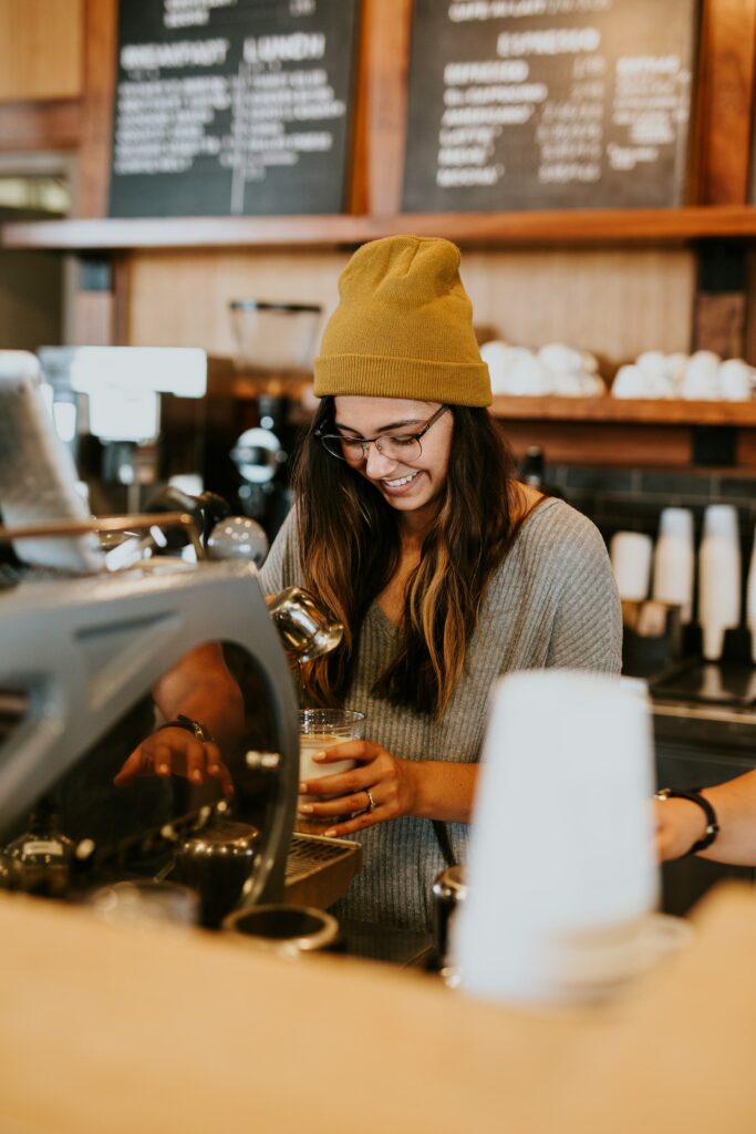 Small cafe business owner at work